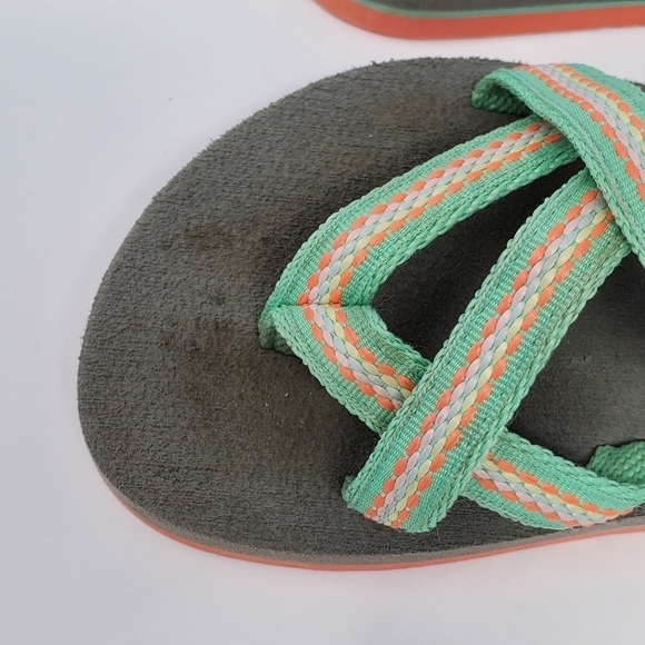 TEVA FLIP FLOP THONG SANDALS MINT GREEN WOVEN FABRIC YOUTH CHILDREN SIZE 11 - Picture 5 of 10